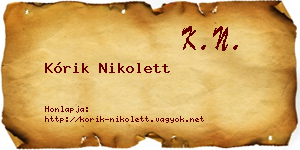 Kórik Nikolett névjegykártya